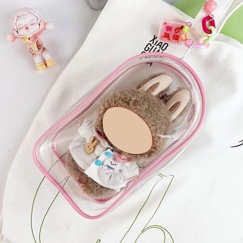 Large Clear Figure Display Bag with Keychain Case Blind Box Keychain Carrying Case Lipstick Charm for Collectibles in Saudi Arabia