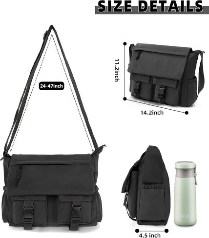 Travel Messenger Bag for Women Men: Durable Canvas Crossbody Handbag with Adjustable Strap Lightweight Laptop Purse in Saudi Arabia
