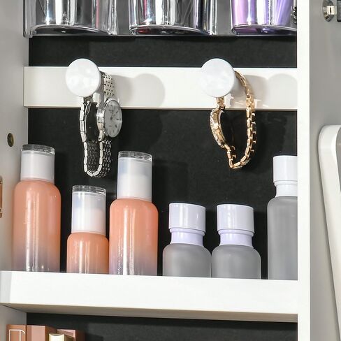 HOMCOM Floor Standing Jewelry Cabinet with LED Light, Lockable Jewelry Organizer with Full-Length Mirror, and 4 Adjustable Angles, Grey in Saudi Arabia