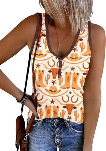 Cowgirl Tank Tops Women Country Concert Outfits Western Rodeo Cowboy Crop Top Country Music Shirts Skull Graphic Vest in Saudi Arabia