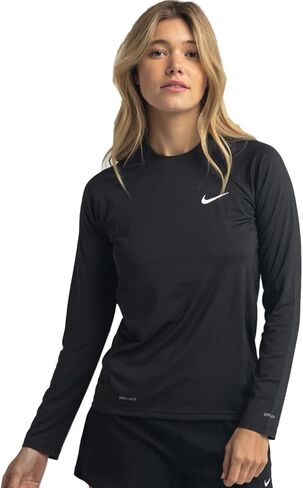 Nike Swim Women's Essential Long Sleeve Hydro Rash Guard Black Large/Black in Saudi Arabia