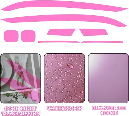 TOMALL 3 Pair Headlight Fog Light Rearview Mirror Light Vinyl Films Smoke Tint Compatible with Honda 11th Gen Civic 2022-2025+ Light Transmission Tint Wrap Exterior Sticker Decorations Trim (Pink) in Saudi Arabia