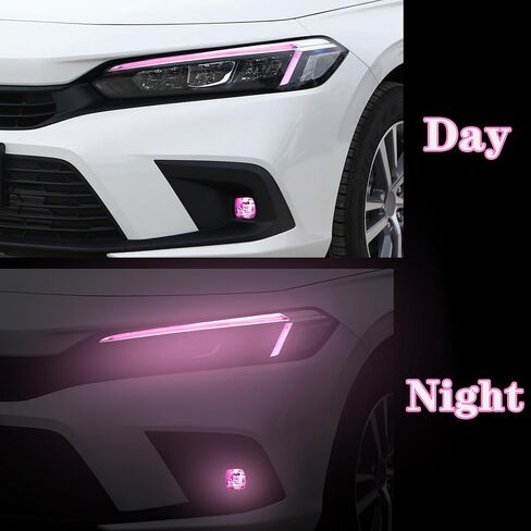 TOMALL 3 Pair Headlight Fog Light Rearview Mirror Light Vinyl Films Smoke Tint Compatible with Honda 11th Gen Civic 2022-2025+ Light Transmission Tint Wrap Exterior Sticker Decorations Trim (Pink) in Saudi Arabia