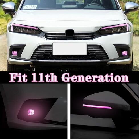TOMALL 3 Pair Headlight Fog Light Rearview Mirror Light Vinyl Films Smoke Tint Compatible with Honda 11th Gen Civic 2022-2025+ Light Transmission Tint Wrap Exterior Sticker Decorations Trim (Pink) in Saudi Arabia