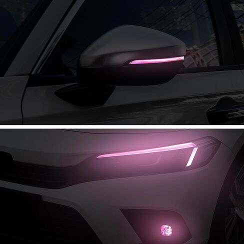 TOMALL 3 Pair Headlight Fog Light Rearview Mirror Light Vinyl Films Smoke Tint Compatible with Honda 11th Gen Civic 2022-2025+ Light Transmission Tint Wrap Exterior Sticker Decorations Trim (Pink) in Saudi Arabia