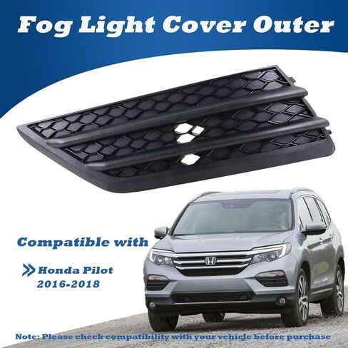 Qagea Fog Light Cover Outer Left Driver LH Side Compatible with 2016-2018 Honda Pilot, Fog Lamp Bezel Grille Replaces HO1038130 71107TG7A00 in Kuwait