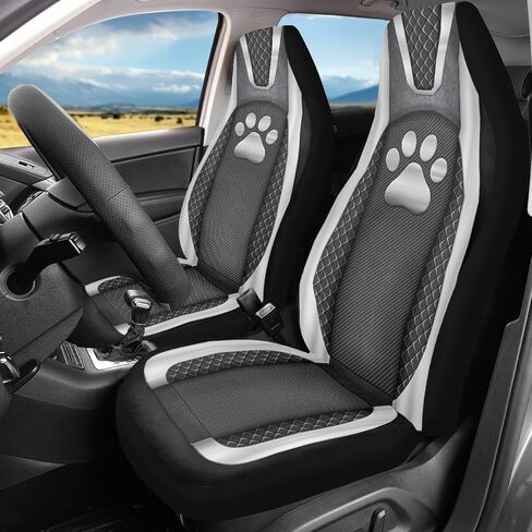 Howilath Sliver Dog Paw Print Cover Cover/Teadering Wheel Cover/Seatbelt Pads/Coasters/Keychain/Armrest Cushion ، 10pcs Auto Interior Accessories in Kuwait