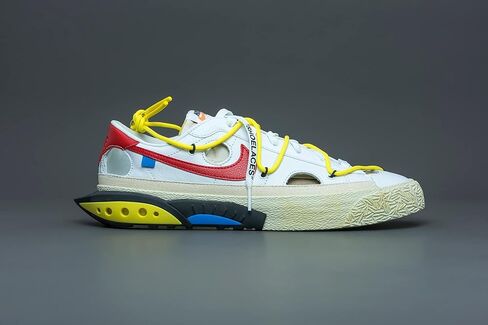 Nike Mens Blazer Low DH7863 001 Off-White - Black/Electro Green - Size in Saudi Arabia