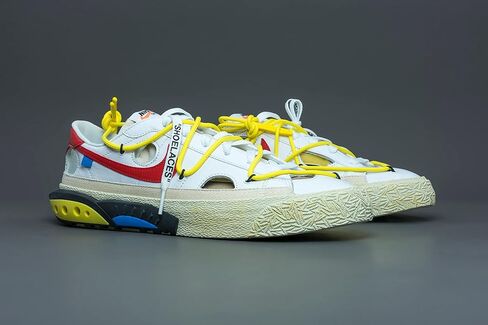 Nike Mens Blazer Low DH7863 001 Off-White - Black/Electro Green - Size in Saudi Arabia