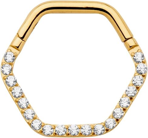 365 Sleepers Titanium Implant Grade 16G Gem Hexagonal Septum Jewelry Hinged Segment Ring Body Piercing Hoop Lip Rings Helix Cartilage Rook Sleeper Earrings 8mm – 10mm in Saudi Arabia