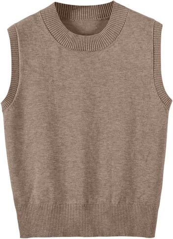 Women's Sweater Vest Crew Neck Sleeveless Pullover Sweater Classic Basic Solid Ribbed Knit Tank Tops in Saudi Arabia