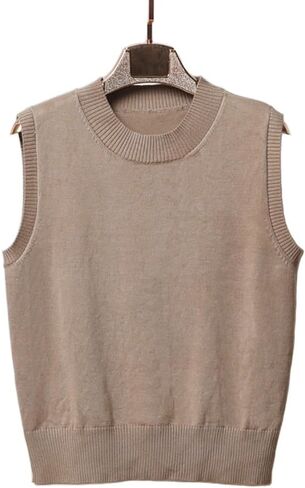 Women's Sweater Vest Crew Neck Sleeveless Pullover Sweater Classic Basic Solid Ribbed Knit Tank Tops in Saudi Arabia