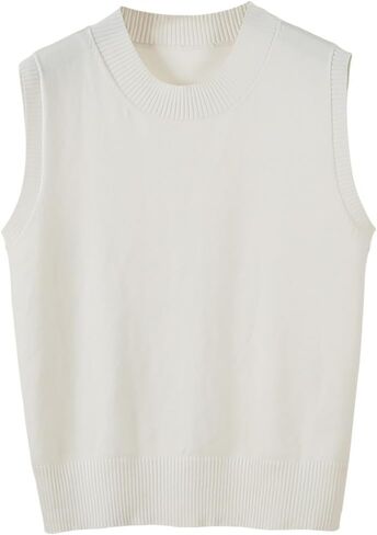 Women's Sweater Vest Crew Neck Sleeveless Pullover Sweater Classic Basic Solid Ribbed Knit Tank Tops in Saudi Arabia