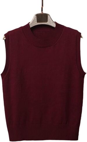 Women's Sweater Vest Crew Neck Sleeveless Pullover Sweater Classic Basic Solid Ribbed Knit Tank Tops in Saudi Arabia