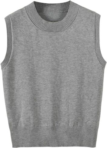 Women's Sweater Vest Crew Neck Sleeveless Pullover Sweater Classic Basic Solid Ribbed Knit Tank Tops in Saudi Arabia