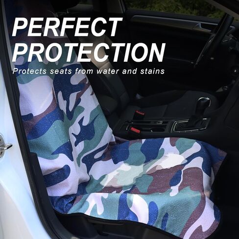Sweat Towel Car Seat Cover Protector Front Seats for Gym Workout, Running, Swimming, Beach and Hiking, Waterproof Universal Seat Cover for Car, Truck, Van & SUV (Camouflage, 1pcs Front Seat) in Saudi Arabia