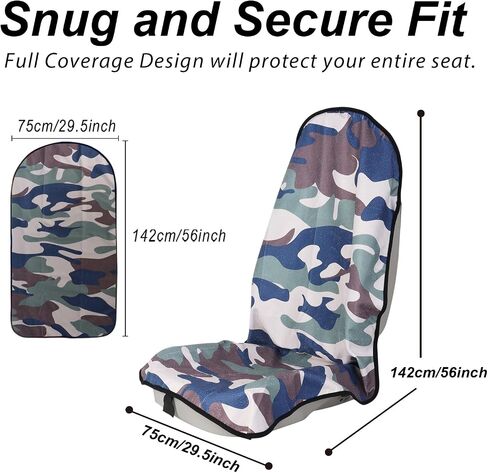Sweat Towel Car Seat Cover Protector Front Seats for Gym Workout, Running, Swimming, Beach and Hiking, Waterproof Universal Seat Cover for Car, Truck, Van & SUV (Camouflage, 1pcs Front Seat) in Saudi Arabia