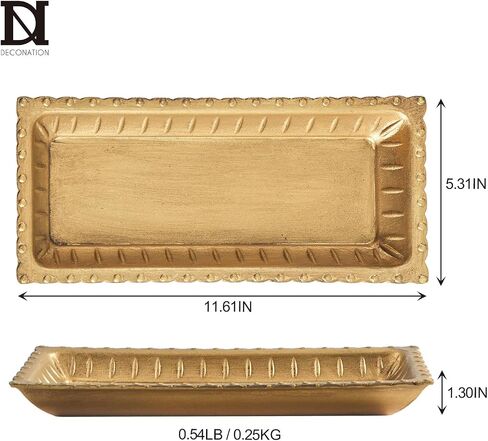 Vintage Gold Decorative Trays for Coffee Table Home Decor Farmhouse, Wood Powder Compressed Trays for Bathroom Ottoman Jewelry Organizer Perfume, Tray for Table Centerpieces in Saudi Arabia