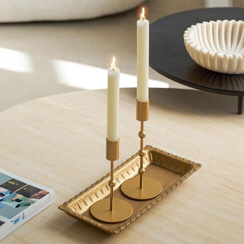 Vintage Gold Decorative Trays for Coffee Table Home Decor Farmhouse, Wood Powder Compressed Trays for Bathroom Ottoman Jewelry Organizer Perfume, Tray for Table Centerpieces in Saudi Arabia