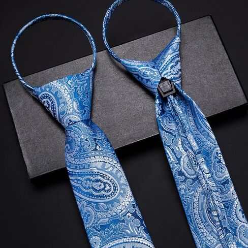 YOHOWA Paisley Men Clip on Tie with Flower Lapel Pin Zipper Extra Long Pre-Tied Necktie Pocket Square Cufflinks Wedding Party in Kuwait