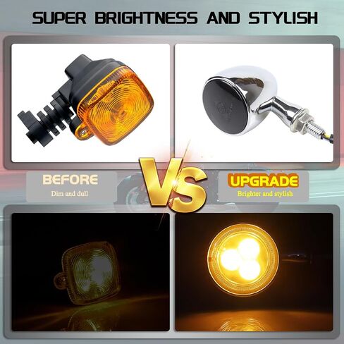 Universal Rear Bullet Chrome LED Turn Signals 12V Motorcycle Brake Running Lights UTV Tail Lights Compatible with Honda Bobber Harley Softail Heritage Yamaha Triumph Kawasaki KTM in Saudi Arabia
