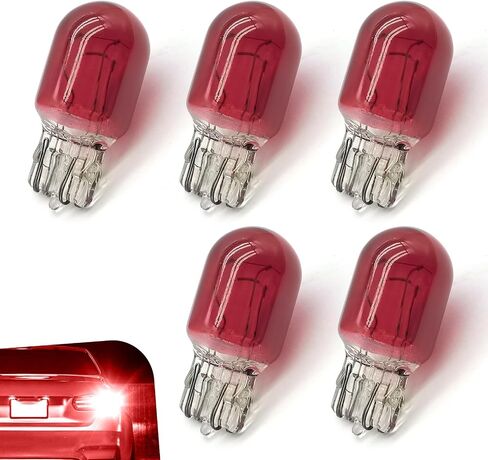 5 PCS 7443 Light Bulbs, T20 Dual Wire Plug and Play 7443 Brake Light Bulb, 7443 Miniature Bulb Tail Light Bulb, 12V 21/5W Reverse Light Bulb, Lighting Replace for Cars, Trucks, SUVs (Red) in Saudi Arabia