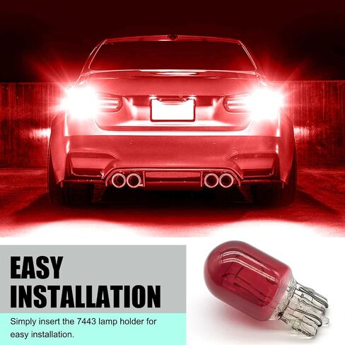 5 PCS 7443 Light Bulbs, T20 Dual Wire Plug and Play 7443 Brake Light Bulb, 7443 Miniature Bulb Tail Light Bulb, 12V 21/5W Reverse Light Bulb, Lighting Replace for Cars, Trucks, SUVs (Red) in Saudi Arabia