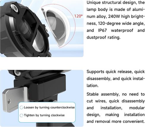 M901 Smart Motorcycle Spotlight, 180W Cornering Light, Built-in Six-Axis Gyroscope, 120° Wide Angle, Automatic Brightness Adjustment for High/Low Beam, IP67 Waterproof and Dustproof. in Kuwait