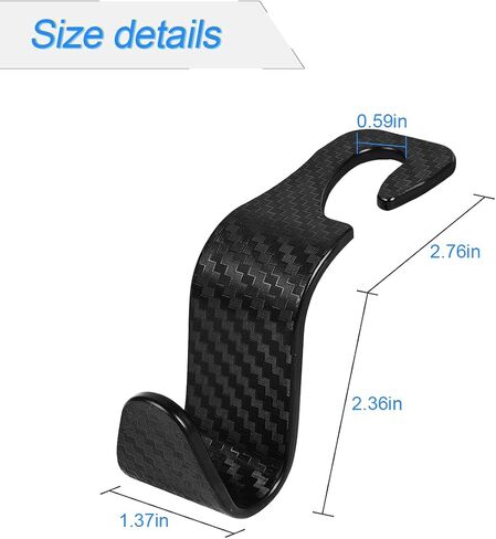 Car Seat Headrest Hook, 4 Pack Auto Seat Hanger Storage Organizer for Purse Handbag Coats Grocery Bags, Car Interior Accessories, Universal Vehicle Backseat Plastic Hanging Hook (Black2) in Saudi Arabia