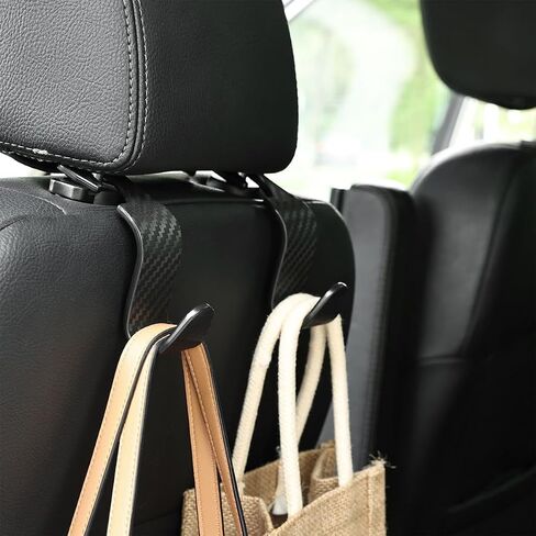 Car Seat Headrest Hook, 4 Pack Auto Seat Hanger Storage Organizer for Purse Handbag Coats Grocery Bags, Car Interior Accessories, Universal Vehicle Backseat Plastic Hanging Hook (Black2) in Saudi Arabia
