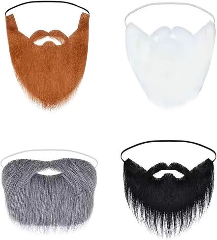 GSHLLO 4 PCS لحى أزياء واقعية زي مضحك اللحية Cosplay Men Men Facial Hair Mens Mens Mens Fapp in Saudi Arabia