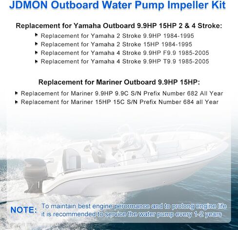 jdmon مضخة مياه مضخة الإصلاح مجموعة البديل عن yamaha الخارجي 9.9hp 15hp 2 و 4 السكتة الدماغية F9.9 T9.9 1985-2005 Mariner 9.9c 15c استبدال Mercury 46-84277t Sierra 18-3148 682-W0078-00-00 in Kuwait