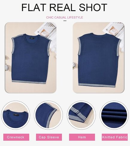 Dokotoo Womens Summer Cap Sleeve Tops 2025 Crewneck Sweater Vest Stak in Kuwait