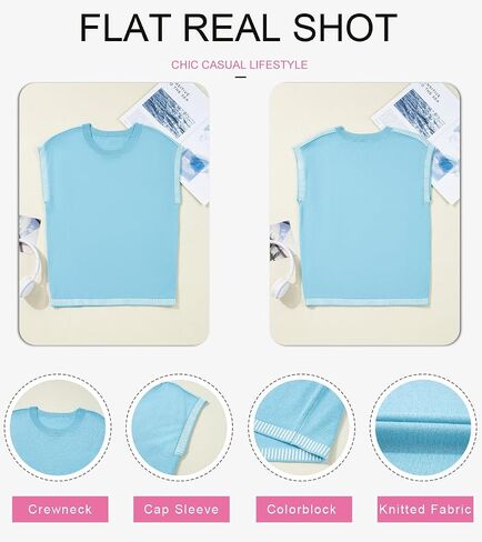 Dokotoo Womens Summer Cap Sleeve Tops 2025 Crewneck Sweater Vest Stak in Saudi Arabia