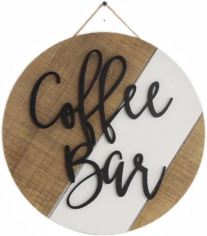 ديكور ريفي 12 '' 'مقهى - علامة جدار مزرعة خشبية من الحداثة - تأثير ثلاثي الأبعاد - تأثير القهوة ، هدية - ideal for coffee bar و coffee nook - سهلة للتثبيت (بني) in Kuwait