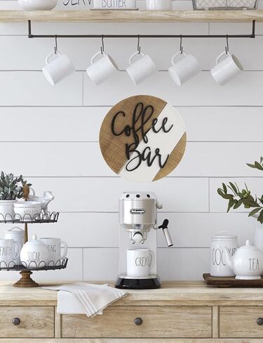 ديكور ريفي 12 '' 'مقهى - علامة جدار مزرعة خشبية من الحداثة - تأثير ثلاثي الأبعاد - تأثير القهوة ، هدية - ideal for coffee bar و coffee nook - سهلة للتثبيت (بني) in Kuwait