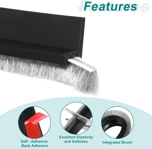 uxcell 2 Pcs Door Sweep for Bottom of Door, 1.2" x 40" Door Draft Stopper with Brush Weather Stripping with Self Adhesive for Exterior & Interior Doors Blocker Dust Cold Heat Noise, White in Saudi Arabia