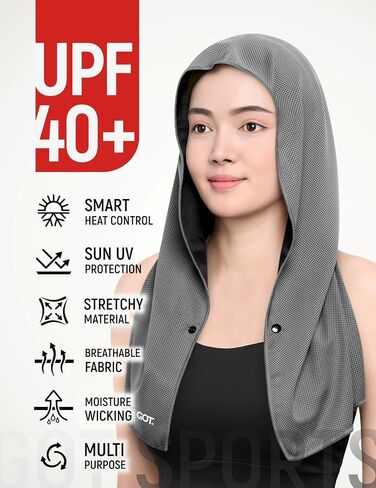 GOT Sports Cooling Hoodie Towel - Instant Cooling with Evaporative Effect - UV Cooling Head & Neck Wraps for Men Women in Saudi Arabia