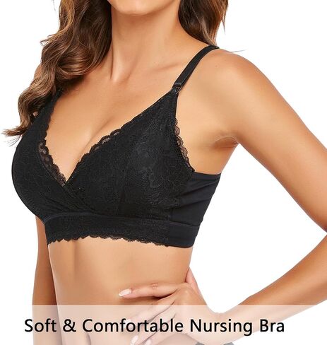 Nursing Bras Wireless Padded V Neck Lace Breastfeeding Comfort Maternity Bralette Natural Shape Pregnancy Bra in Saudi Arabia