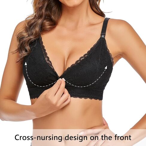 Nursing Bras Wireless Padded V Neck Lace Breastfeeding Comfort Maternity Bralette Natural Shape Pregnancy Bra in Saudi Arabia