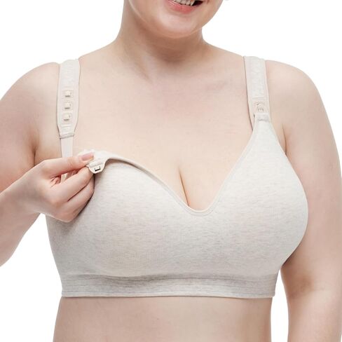 Momcozy Busty Nursing Bras, U.S.Cotton Wirefree Fixed Padded Maternity Bra, Full Coverage Adjustable Fit in Saudi Arabia