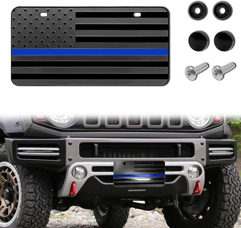 American Flag License Plate, Aluminum 3D Metal Embossed License Plate with USA Flag, Patriotic Embossed License Plate Bracket Frame Holder, 6 x 12 Inch (Black) in Saudi Arabia