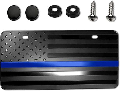 American Flag License Plate, Aluminum 3D Metal Embossed License Plate with USA Flag, Patriotic Embossed License Plate Bracket Frame Holder, 6 x 12 Inch (Black) in Saudi Arabia