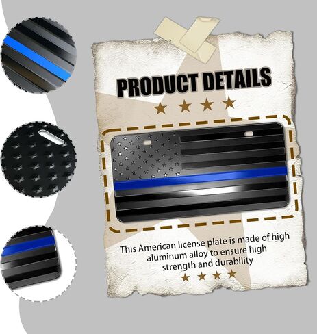 American Flag License Plate, Aluminum 3D Metal Embossed License Plate with USA Flag, Patriotic Embossed License Plate Bracket Frame Holder, 6 x 12 Inch (Black) in Saudi Arabia