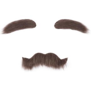 Fake Mustache and Eyebrows Classic Halloween Self Adhesive Cosplay Funny Costume Facial Hair Beard