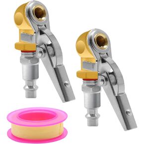 Air Chuck,2 Pack 1/4 Inch Female NPT Closed Ball Tire Chuck with Clip,Locking Tire Inflator,2-Way Connection Clip-On for Truck RV Auto Car Air Compressor