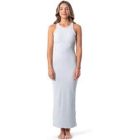 Kamo Fitness Bodycon Ribbed Dress for Women – Long Maxi Dress for Lounging or Casual Wear, Crew Neck, Flattering Curve Design