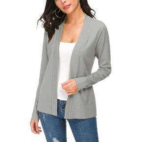 Women's Long Sleeve Open Front Cardigan Sweater Lightweight Casual Knit Sweaters