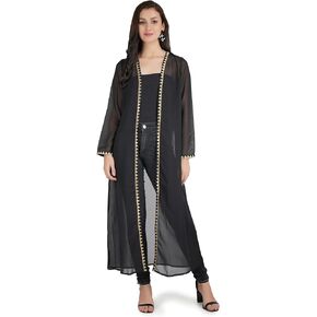 AOL Women's Black Shrug with Golden Border