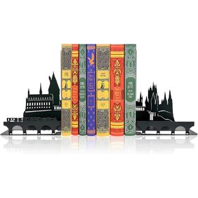 Magic School Metal Decor - Wizard School Bookends, Minimalistic Magic Castle Design, Magical Room and Office Decor, Durable and Stylish Kids Book Ends,H&P Decorative Bookends